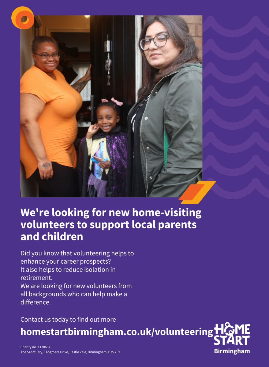 Could you gift your time to a local family in Birmingham. Volunteering for us could help give a child a childhood they deserve. Find out more here- homestartbirmingham.co.uk/volunteering/