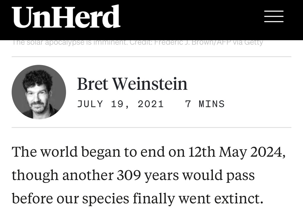 Here’s a troubling coincidence. In 2021 I wrote for @unherd about the danger solar storms pose to civilization. As a highly unusual cluster of 6 Coronal Mass Ejections hurtle toward Earth—due to hit us the 11-12th—I was caused to reread my essay… unherd.com/2021/07/how-th…