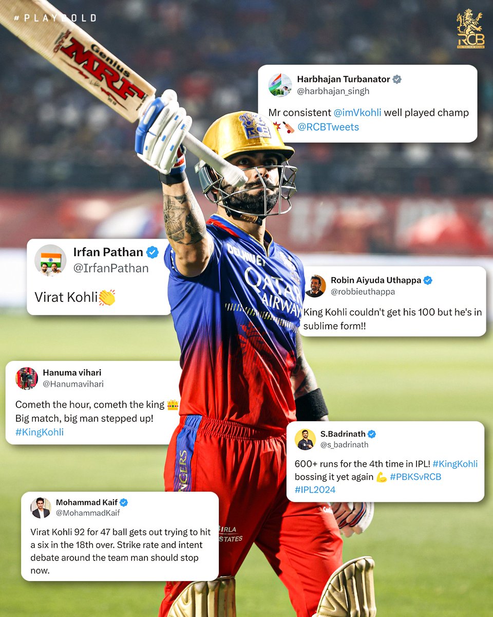 Social media turns into a frenzy every time Virat steps foot on the cricket field. 📱 Here are the 🔝 reactions from last night. #PlayBold #ನಮ್ಮRCB #IPL2024