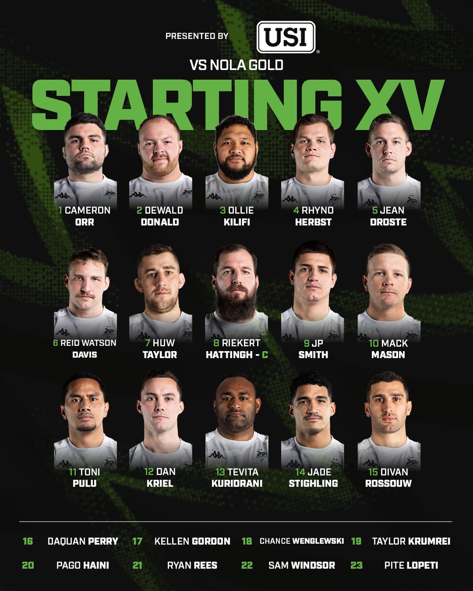 Match 1️⃣0️⃣: Here's your @USI Seattle Seawolves Starting XV and Reserves lineup! We take the field against @NOLAGoldRugby this Saturday at 12:00 PM PT. ⏰: Saturday, May 11th 12:00 PM PT 📺: @ROOTSPORTS_NW / @TheRugbyNetwork @usmlr | #SEAvsNOLA