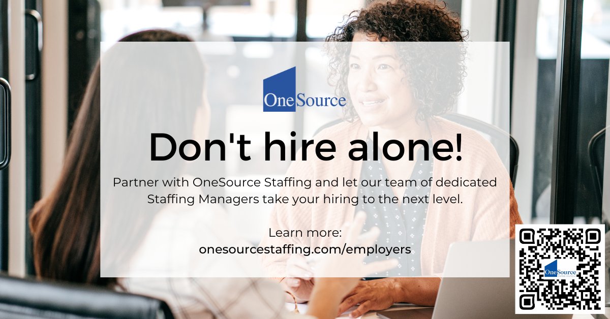 With multiple hiring avenues built around your needs, OneSource Staffing is ready to help with your recruiting and get it done your way.

nsl.ink/diJd

#PAJobs #PennslyvaniaJobs #StaffingSolutions #BusinessGrowth
