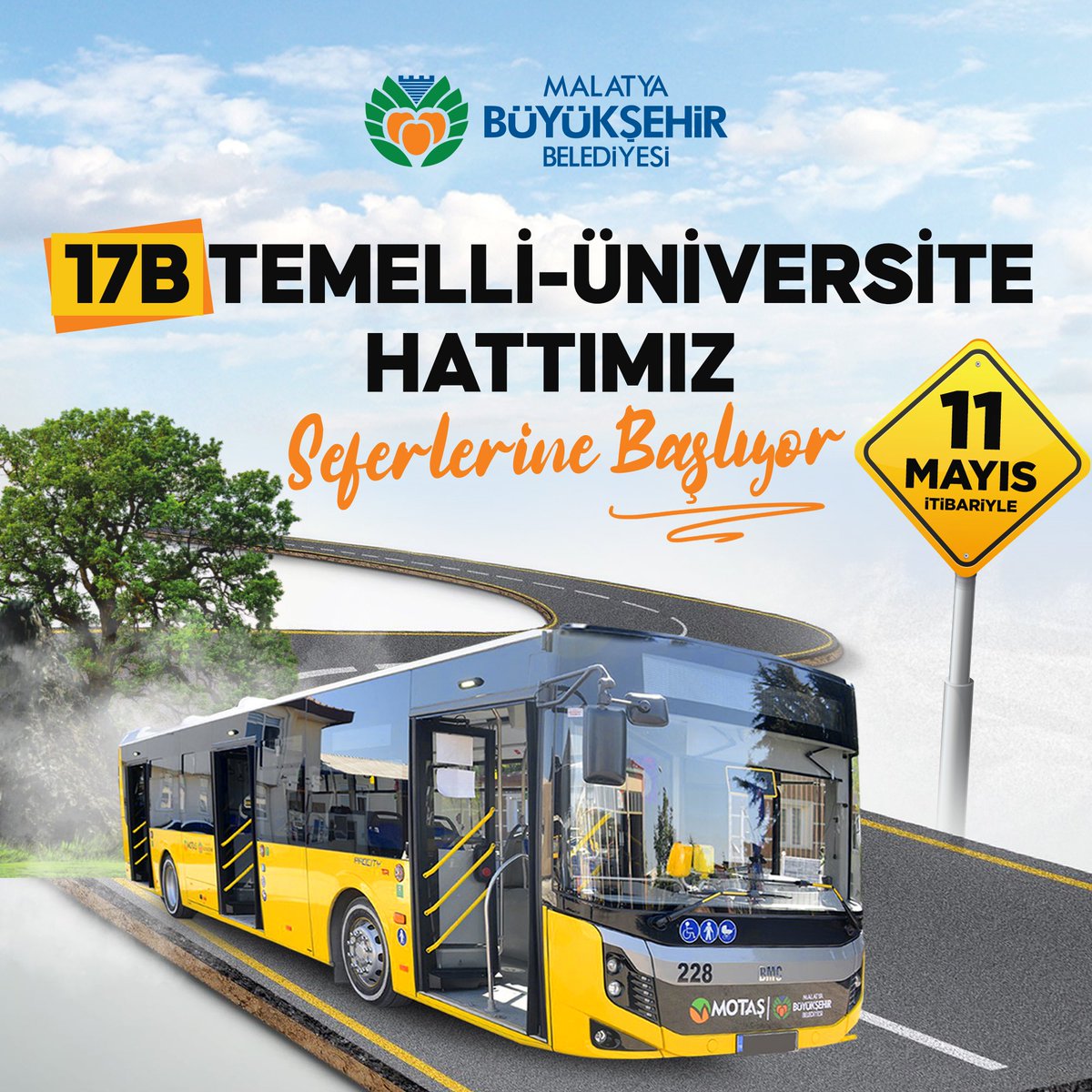 🚍 Bir süredir kullanılamayan 1️⃣7️⃣🅱️ Temelli-Üniversite hattını 11 Mayıs Cumartesi günü itibariyle yeniden vatandaşlarımızın hizmetine sunuyoruz. Detaylar ⤵️ motas.com.tr/route/temelli-…