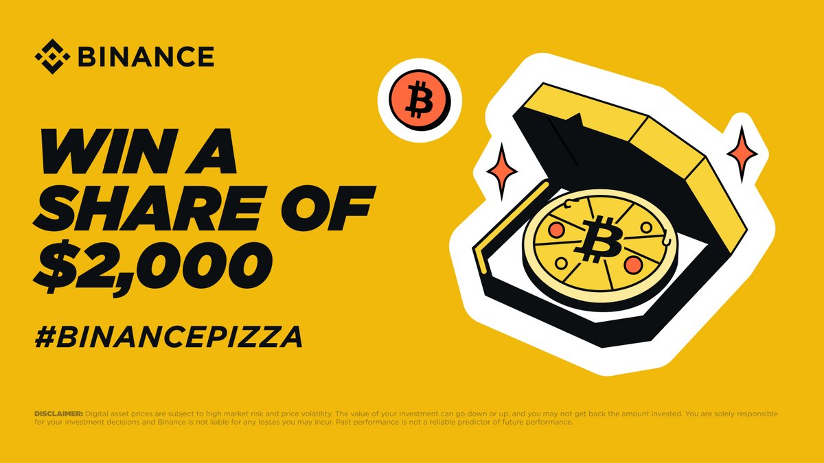 Binance (@binance) on Twitter photo We're back with another #Binance Pizza giveaway! Get involved for a chance to win your share of $2,000 π
To enter:
πΈ Retweet this post
πΈ Create a #Binance themed pizza
πΈ Share a photo of it using #BinancePizza
10 winners will be chosen, so get baking π¨βπ³ We're back with another #Binance Pizza giveaway! Get involved for a chance to win your share of $2,000 π
To enter:
πΈ Retweet this post
πΈ Create a #Binance themed pizza
πΈ Share a photo of it using #BinancePizza
10 winners will be chosen, so get baking π¨βπ³