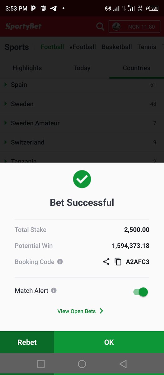 SPORTYBET LOVERS Nicely Selected (Fri -Sun) 200k for first 50 that retweet this post! Check telegram for more:t.me/dailyboomm @sportingking365 @TheLockTips @SmoothDeliveryy