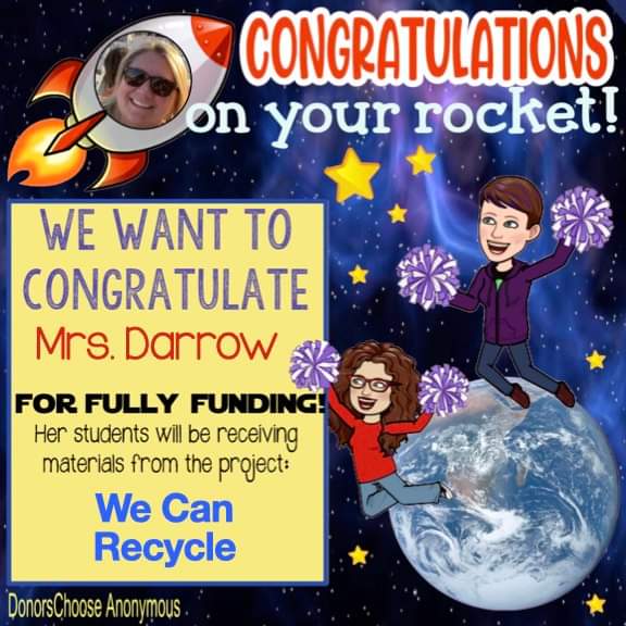 We want to congratulate Mrs. Darrow for fully funding! #fullyfunded