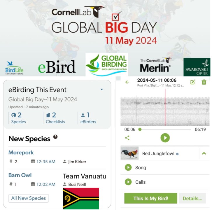 💥Global Big Day 2024 has begun! ✅Send your checklists to @Team_eBird 🦆Make sure birds near you are counted 👉 ebird.org/news/global-bi… 🏆Latest results 👉ebird.org/globalbigday 💚Help @BirdLife_News 👉 birdlife.donorsupport.co/page/GlobalBir… 🙏🏽THANK YOU FOR YOUR SUPPORT #birdsuniteourworld