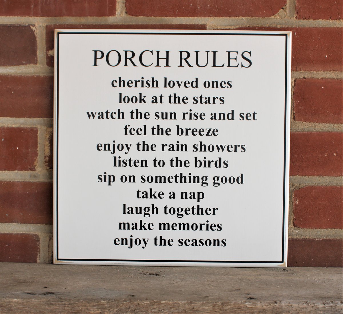 #PorchRules Wood Sign #WelcomeHome to the Summer Porch #HousewarmingGift Wall Art Worn Finish Porch Decor #OutdoorLiving #smilett23 etsy.me/4bw3DpI via @Etsy