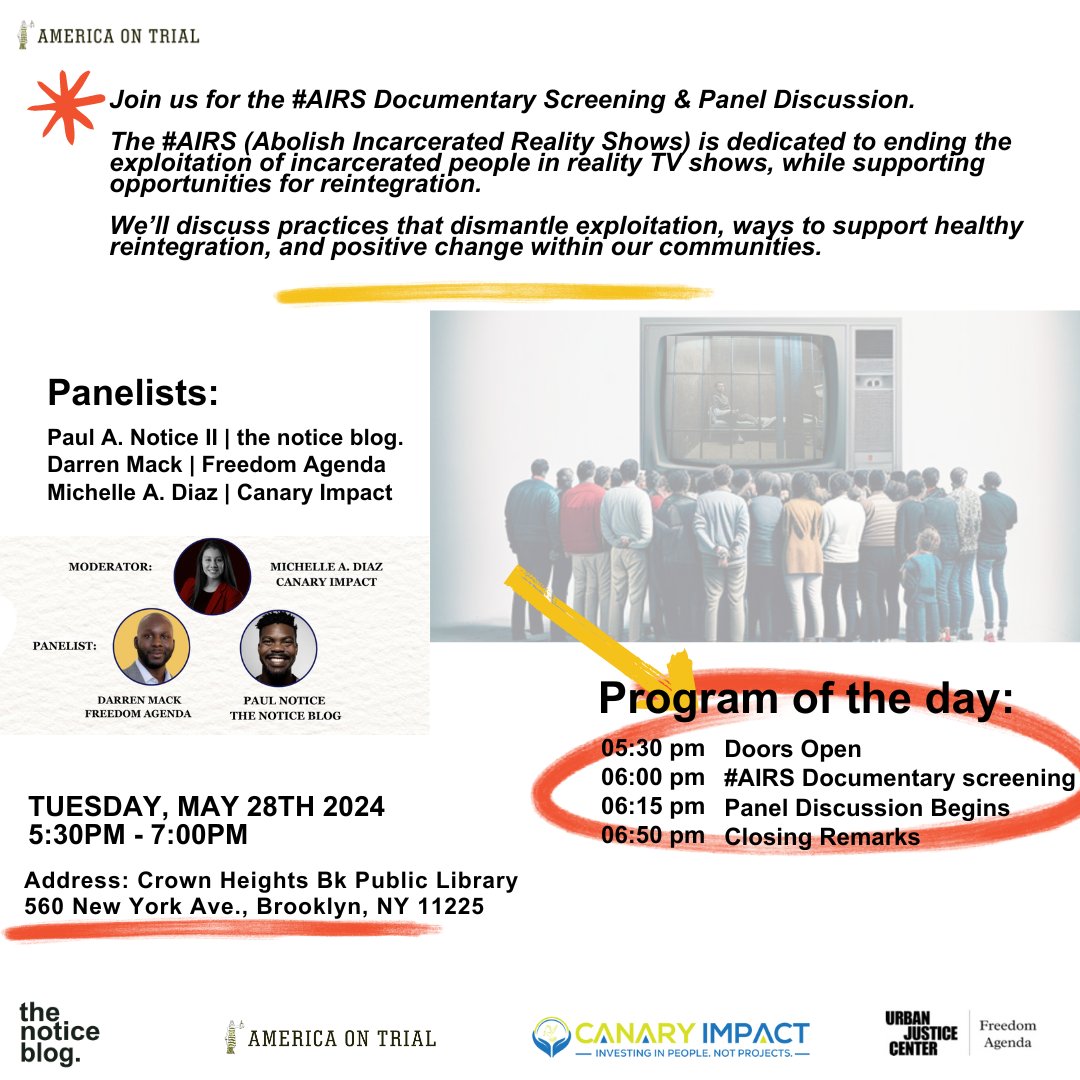 TheNoticeBlog's tweet image. COME SEE OUR LATEST DOCUMENTARY!!

Join us for the #AIRS Documentary Screening &amp;amp; Panel Discussion. 
docs.google.com/forms/d/1WzURp…

RSVP: