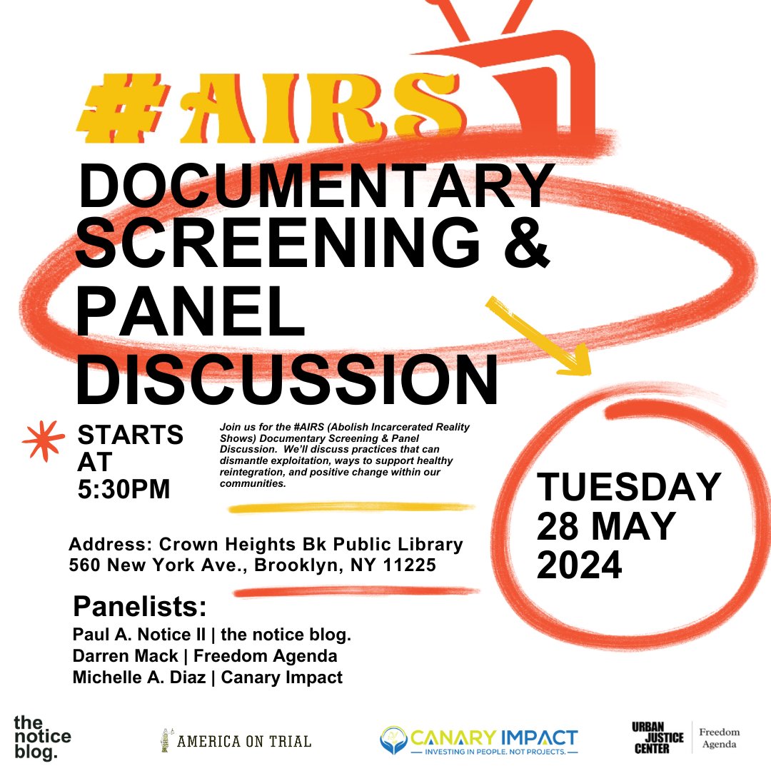 TheNoticeBlog's tweet image. COME SEE OUR LATEST DOCUMENTARY!!

Join us for the #AIRS Documentary Screening &amp;amp; Panel Discussion. 
docs.google.com/forms/d/1WzURp…

RSVP: