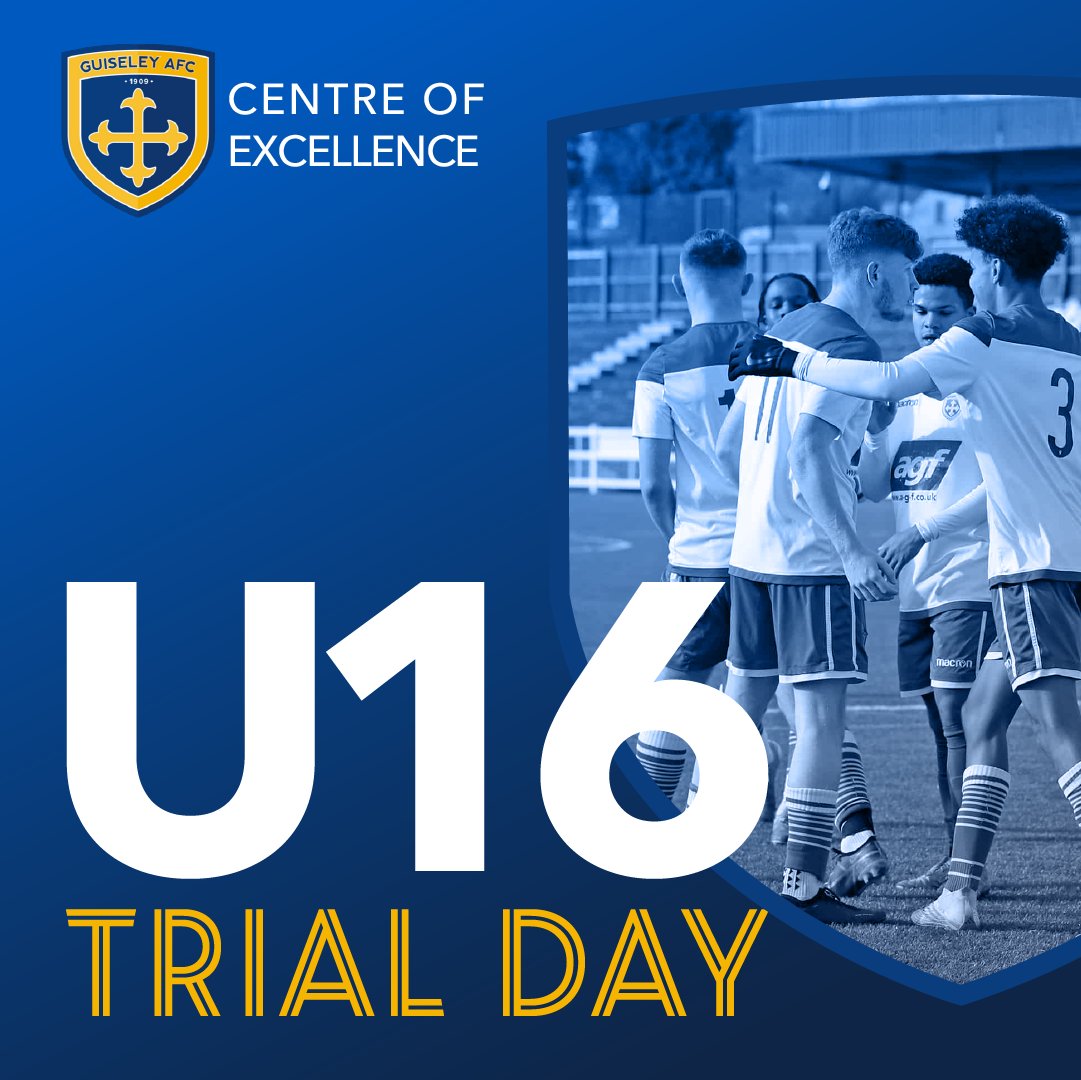 U16 TRIAL DAY for 24-25 season: 📅 Sat 25th May ⏰ 12 - 2pm 📍 Leeds Trinity Uni, Horsforth Join one of the leading non-league scholarship programmes with a track record of providing a pathway to the professional game. Find out more and register: guiseleyafc.co.uk/u16-trial-day/