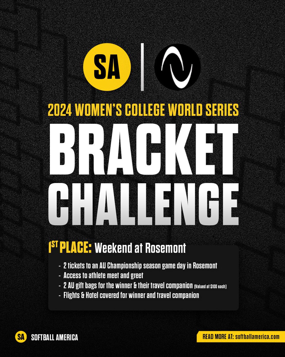 BIG news ‼️ We are partnering with @AUProSports for our 2024 WCWS Bracket Challenge! Keep an eye out on Selection Sunday for a link to register and fill out your bracket 🤩 #SoftballAmerica x #AUSoftball