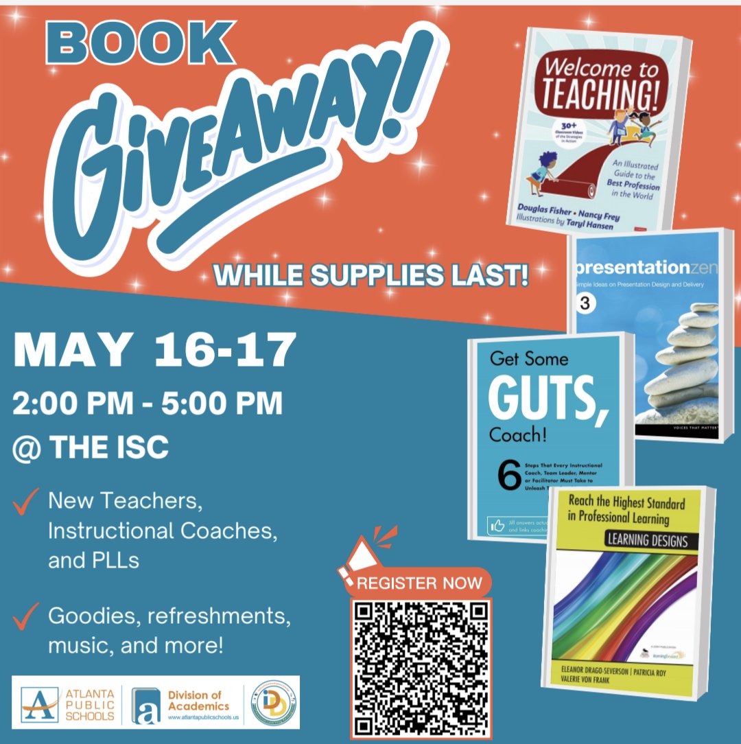 APSIDDTSumrall (@apsiddtsumrall) on Twitter photo <a href="/apsupdate/">ATL Public Schools</a> ICs, PLLs, and New Teachers! Happening 2 days next week just for you, the <a href="/APS_IDD/">APS Instructional Development and Design</a> Book Giveaway: goodies, refreshments, music, and more! Register for 1 DAY ONLY (Thu 5-16 or Fri 5-17) to get these enriching resources WHILE SUPPLIES LAST! See you there! <a href="/apsupdate/">ATL Public Schools</a> ICs, PLLs, and New Teachers! Happening 2 days next week just for you, the <a href="/APS_IDD/">APS Instructional Development and Design</a> Book Giveaway: goodies, refreshments, music, and more! Register for 1 DAY ONLY (Thu 5-16 or Fri 5-17) to get these enriching resources WHILE SUPPLIES LAST! See you there!