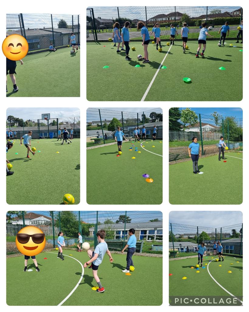 Primary 6 led their own football skills stations today in the sunshine. A good effort by all! ⚽️🥅🌞