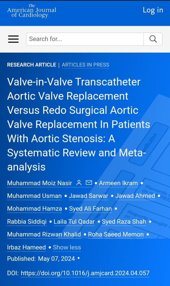 Excited to share that our article has been published in <a href="/AmJCardio/">American Journal of Cardiology</a>  🫀

Excellent work by <a href="/MuhammadMoiz260/">Muhammad Moiz Nasir</a> and team.
<a href="/SyedRazaShah123/">Syed Raza Shah, MD (aka Crypto Doctor)</a> 

Read at: ajconline.org/article/S0002-…