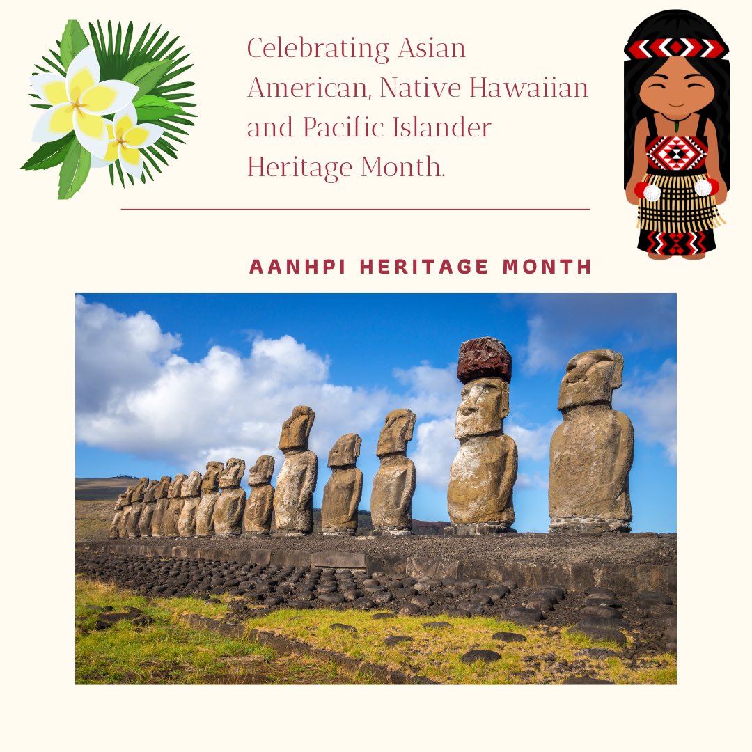 Today we are featuring Polynesia which is home to the famous Moai statues of Easter Island. Easter Island is famous for its stone statues of human figures, known as moai (meaning “statue”). The island is known to its inhabitants as Rapa Nui. #AANHPI Month.