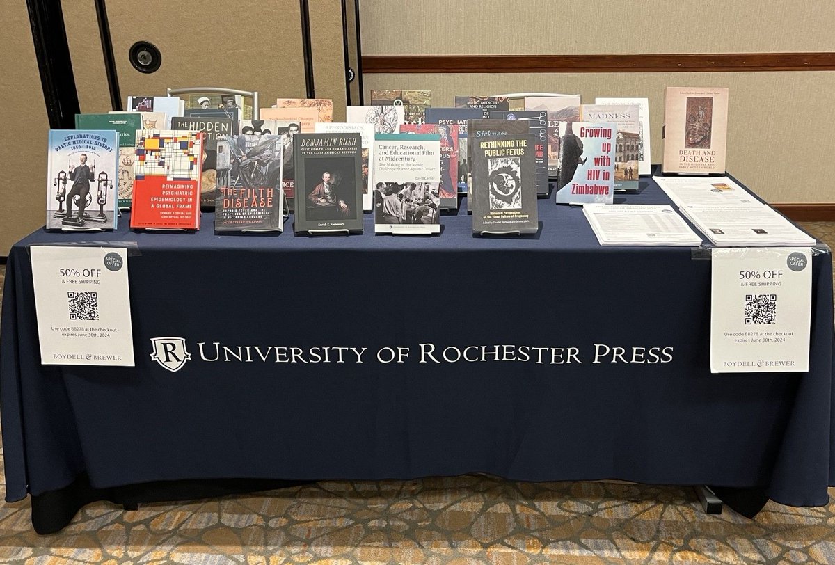We're at #AAHM this weekend, with all the latest titles in the Rochester Studies in Medical History series. Stop by to browse books and chat to Editorial Director Sonia Kane about your research. buff.ly/3wvItsQ @aahmhistmed @Sonia_Kane #HistMed