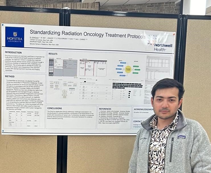 Sandeepan (Ganguly, Class 2025) presented his work at HU Graduate Research Day on Wednesday (5/8), titled 'Standardizing Radiation Oncology Treatment Protocols.' This work was also accepted as a Poster Discussion in the coming AAPM Annual Meeting in July. Congratulations! Sandy.
