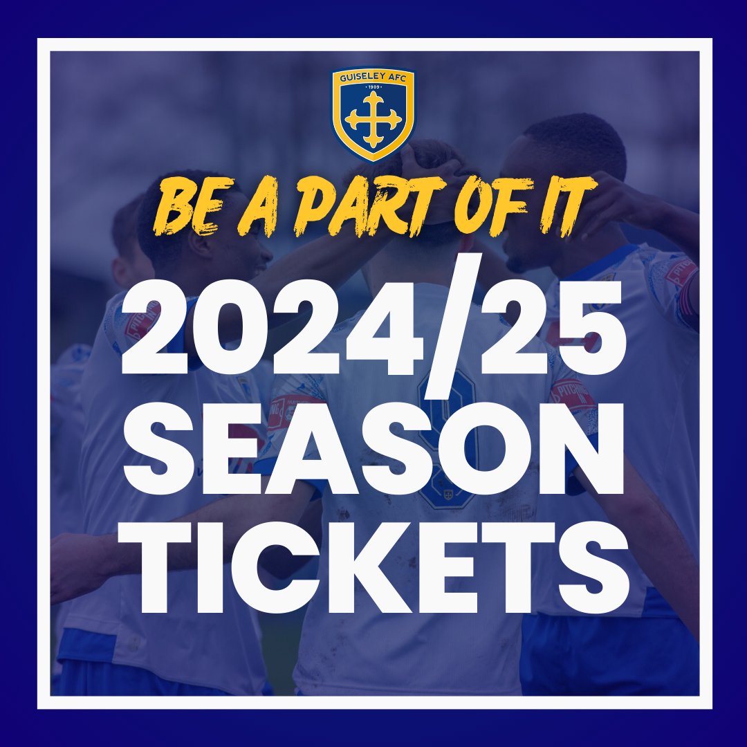 🎫 | Get your 2024/25 season ticket today from just £10! Available online now or from Nethermoor on Monday, Tuesday and Friday next week: guiseleyafc.co.uk/be-a-part-of-i… #GAFC #GuiseleyTogether