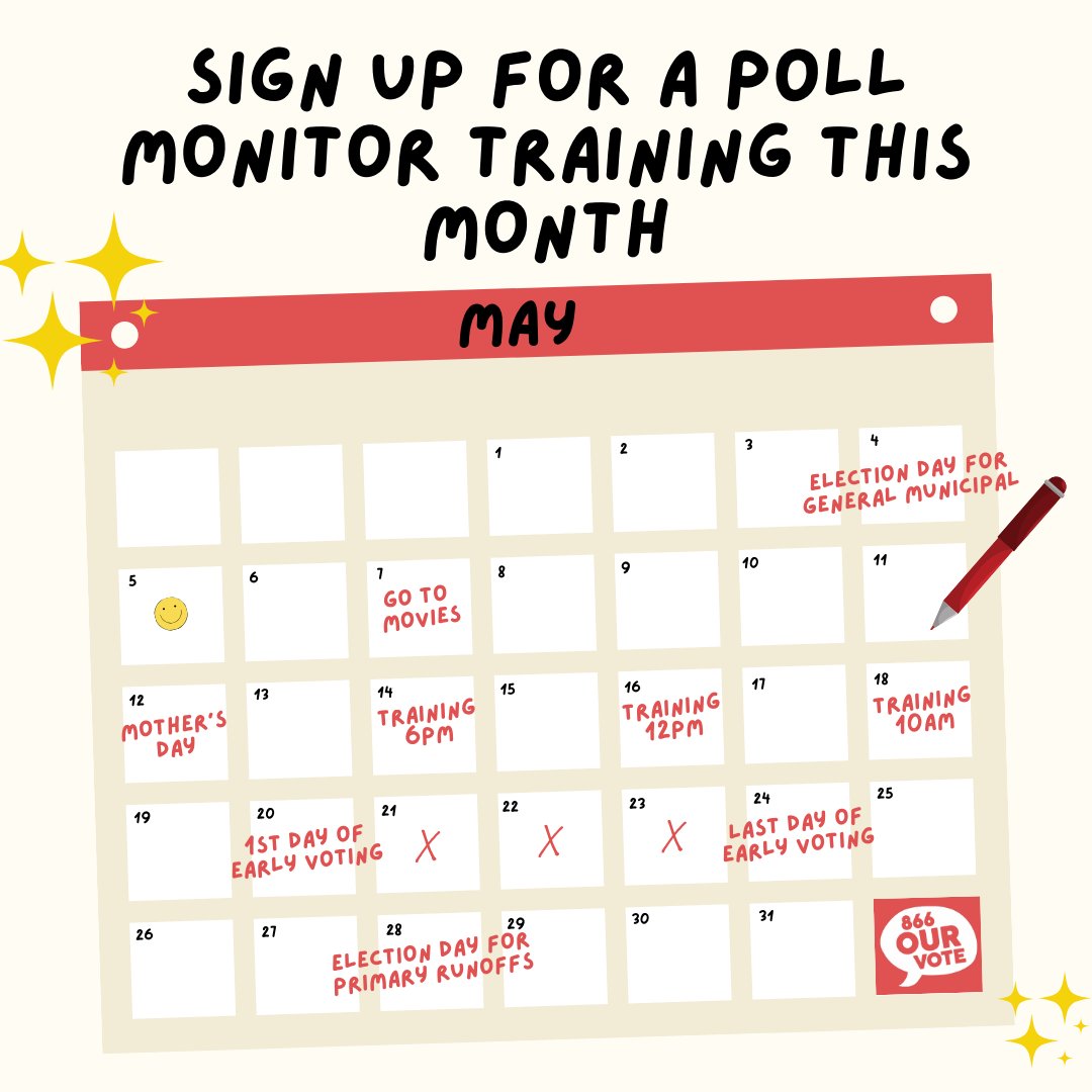 It's that time of year again! 🕰️ That's right, it's time to sign up to become a poll monitor & serve on the frontlines of democracy! ☑️ Our first training is on Tuesday at 6pm! Can you make it? 🤔 Sign up here: mobilize.us/commoncause/ev… 🤩