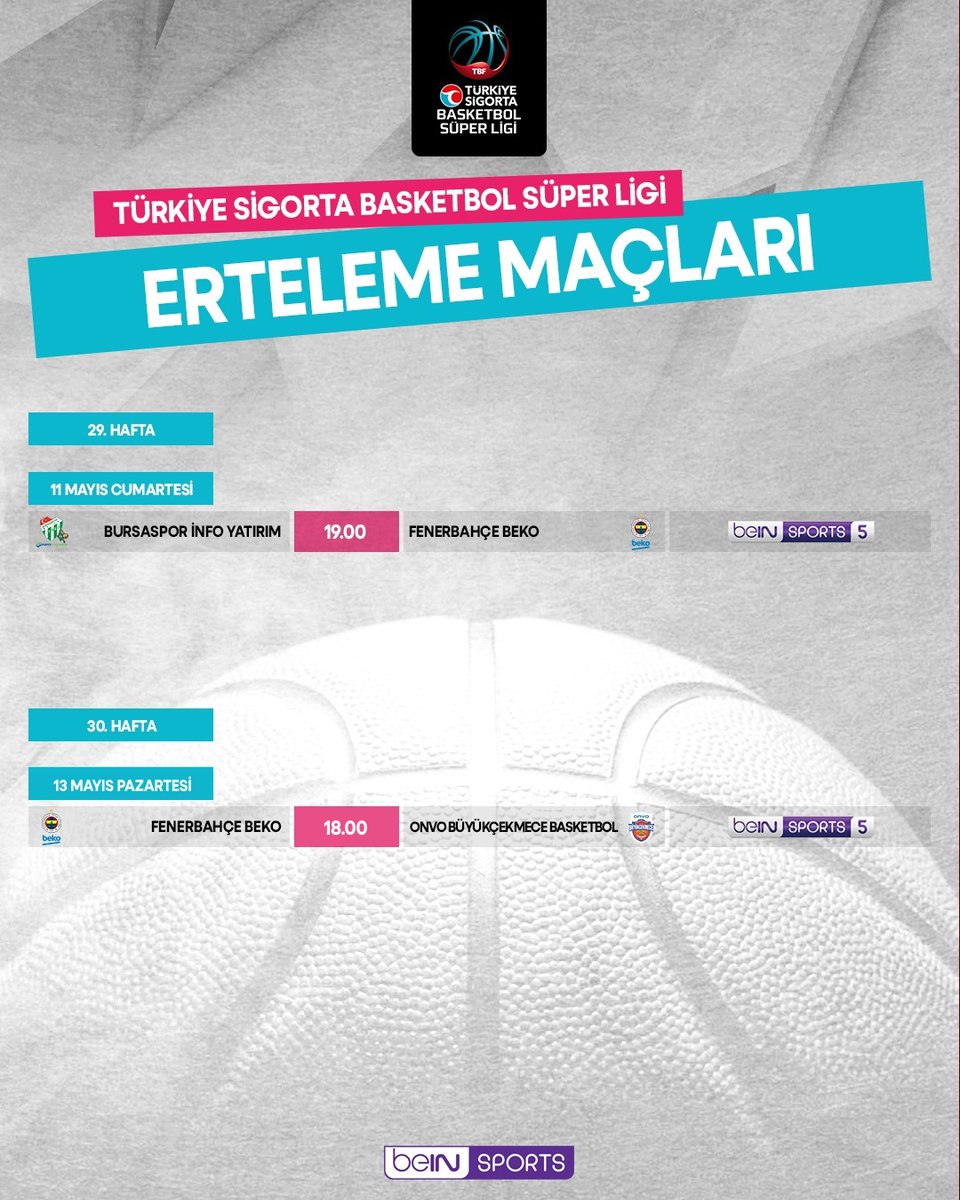 🏀 Türkiye Sigorta Basketbol Süper Ligi'nde sezon, erteleme maçlarıyla tamamlanıyor! #TSBSL 📺 Yayın ekranı. | #beINSPORTS