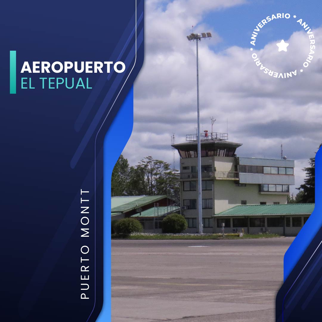 #DatosDGAC Un 11 de mayo de 1963, fue inaugurado el aeropuerto El Tepual #PuertoMontt localizado en la región de Los Lagos. En este 61º aniversario enviamos un afectuoso saludo a los funcionarios y funcionarias de la @DGACChile de esta unidad aeroporturaria de la zona sur.