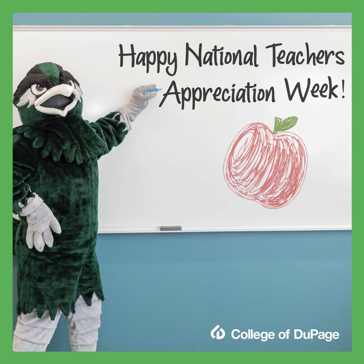 Happy National Teachers Appreciation Week! 🍎📝 We are thankful to have incredible faculty at COD. Chappy challenges you to tell your favorite professor how much you appreciate all that they do.