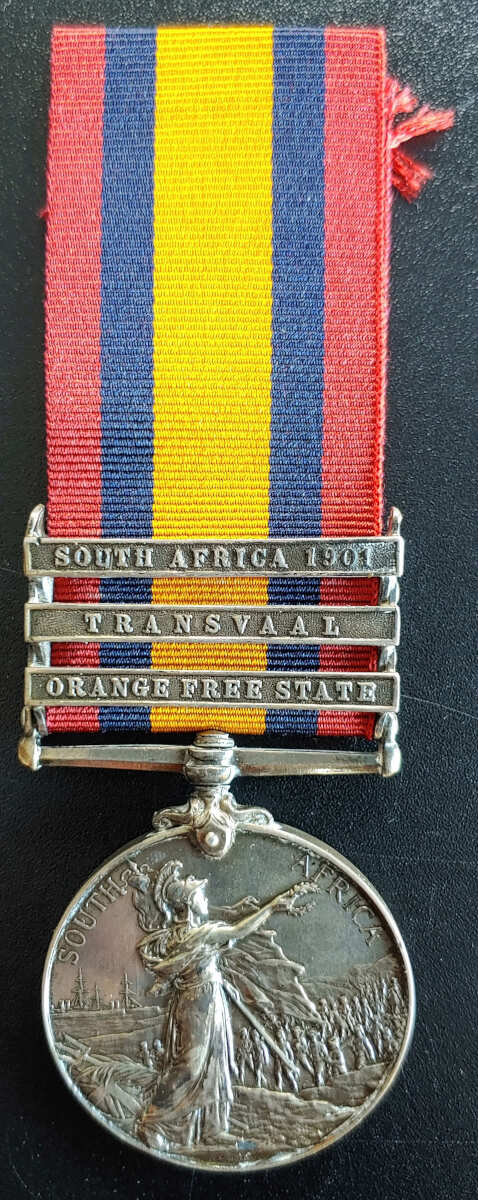 Queen's S. Africa 1901 Medal, 3 clasps, named to Royal Highlander Lot 213 in our auction Saturday 11th May 2024 #BoerWar #RoyalHighlander #SouthAfricaMedals bit.ly/3WDOU7M