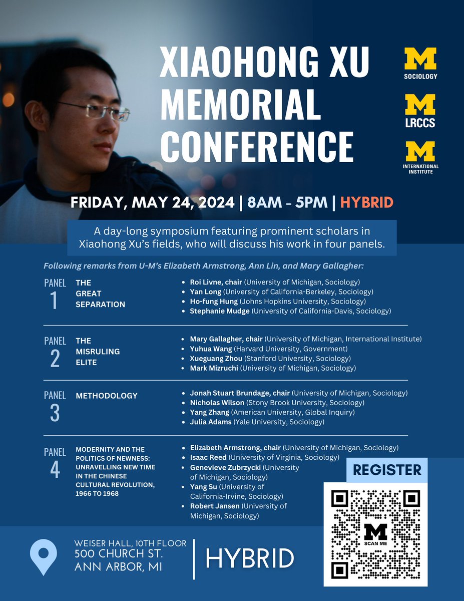 Join us for Professor XiaoHong Xu's Memorial Conference on May 24th! Prominent scholars from around the nation will reflect on his impactful contributions in four panels. Don't miss this opportunity to honor his scholarly legacy! #xiaohongxu