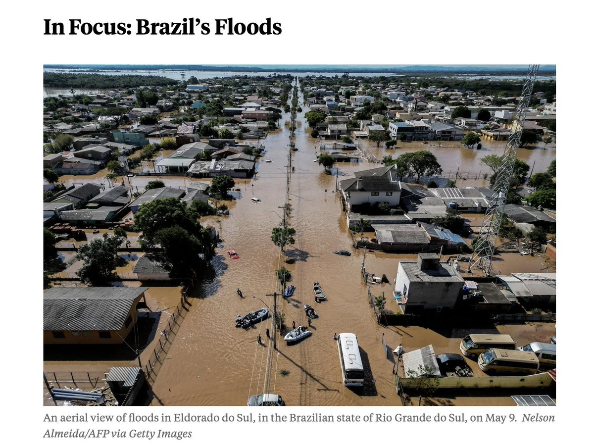 'A climate adaptation plan commissioned by Brazil’s presidency a decade ago warned of increased flooding in Rio Grande do Sul. However, the document was shelved soon after being produced, and its recommendations went largely ignored', writes Foreign Policy's @cculbertosborn