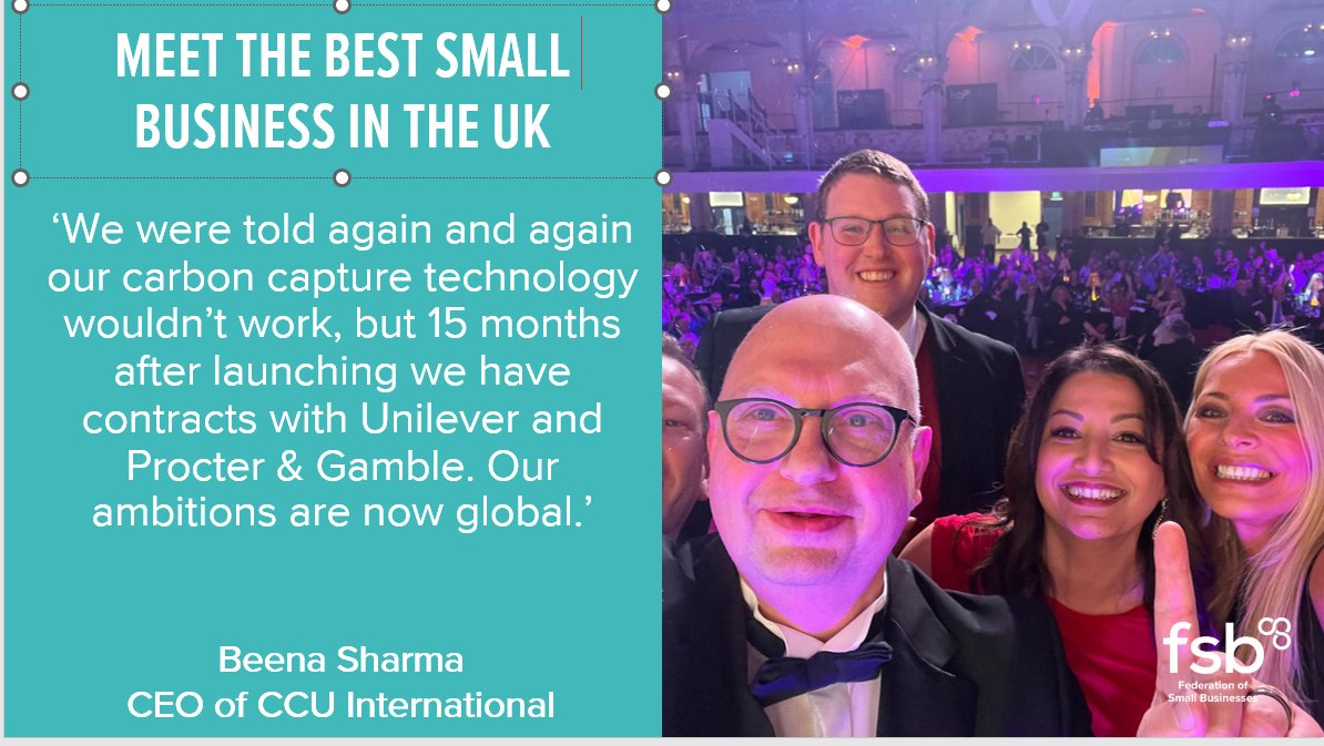 FSB Scotland (@fsb_scotland) on Twitter photo From Edinburgh to the world. Pioneering startup <a href="/CCUInt1/">CCU International</a> has revolutionised carbon capture, creating sustainable aviation fuel from the residue in industrial chimneys. Now they have been named the Best Small Business in the UK.๐๐ช
go.fsb.org.uk/4b8CRUo From Edinburgh to the world. Pioneering startup <a href="/CCUInt1/">CCU International</a> has revolutionised carbon capture, creating sustainable aviation fuel from the residue in industrial chimneys. Now they have been named the Best Small Business in the UK.๐๐ช
go.fsb.org.uk/4b8CRUo