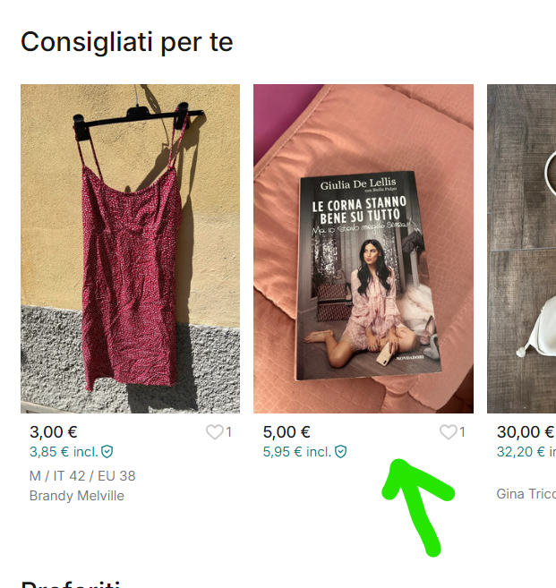 Grazie Vinted per i consigli per gli acquisti