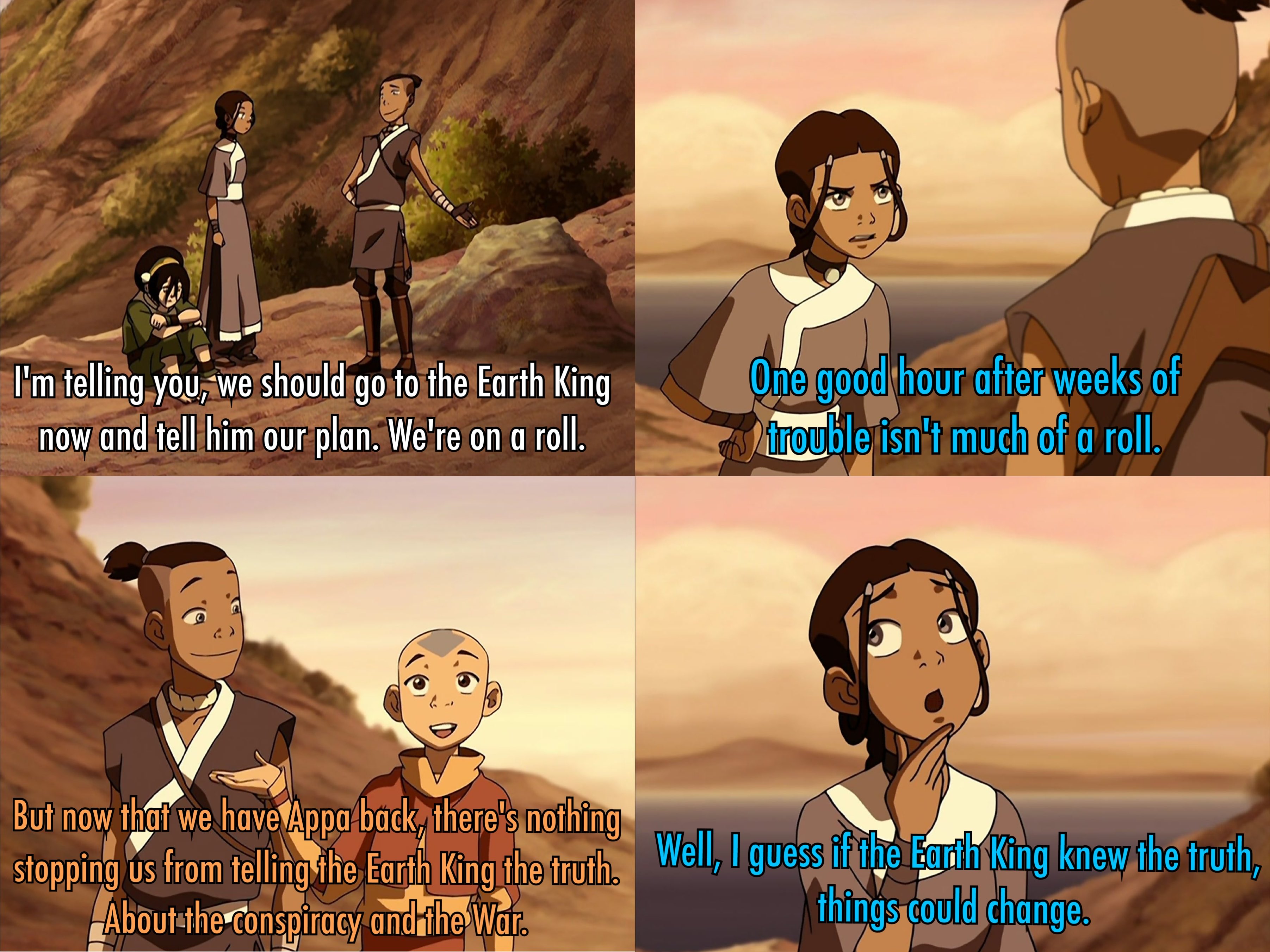 🌧️ on X: “sokka: we should go find the earth king. katara: you 