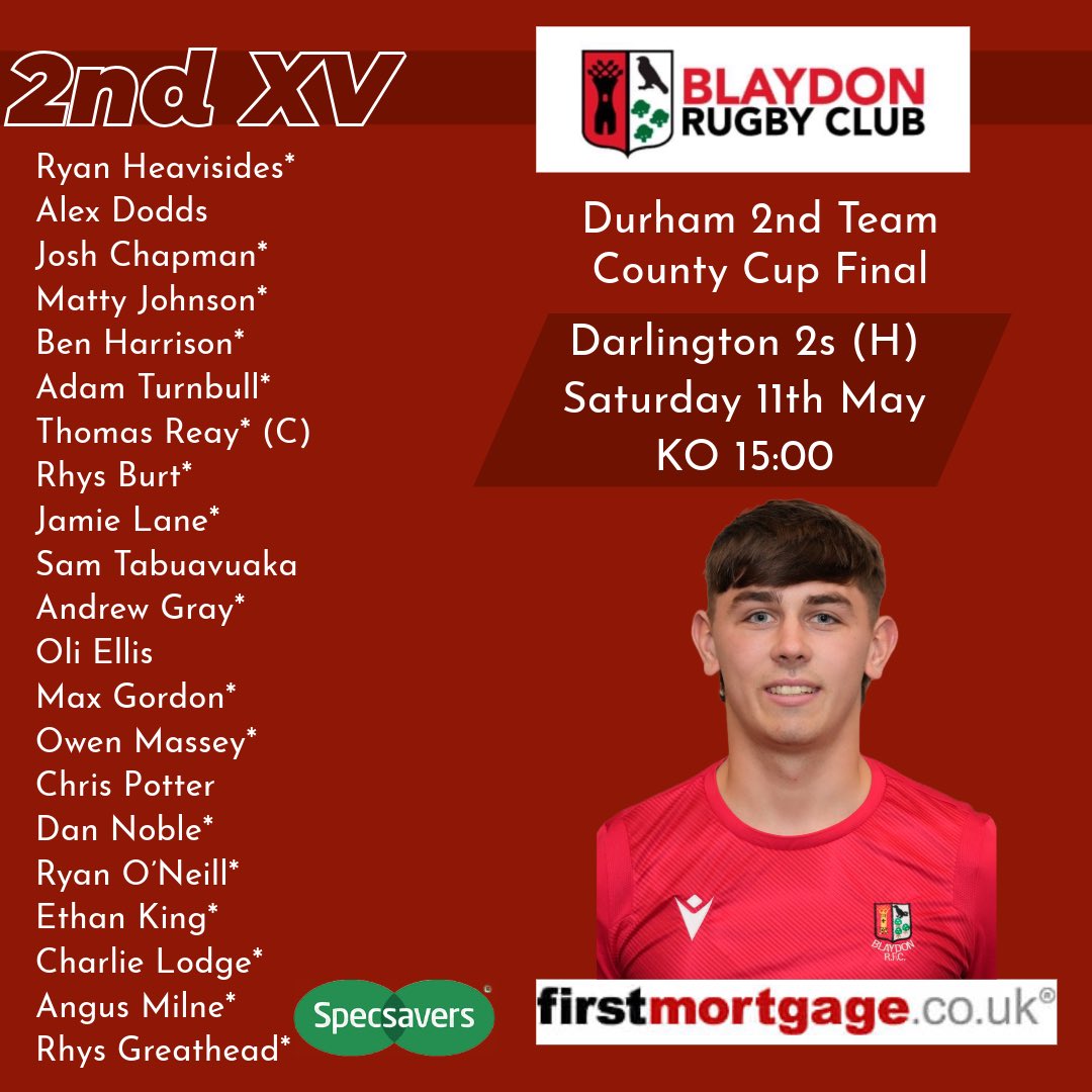 ⚫️🔴 TEAM NEWS 🔴⚫️ 🏆 County Cup Final 2nd XV 🆚 Darlington 2s (H) 🗓️ 11/05/24 ⏰ 15:00 📍 Crow Trees * Product of the youth Let’s get down and support the lads 💪 #pumpthecrow