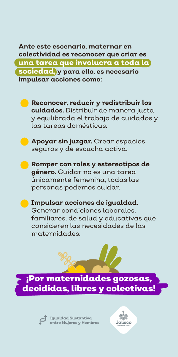IgualdadJalisco's tweet photo. La maternidad no debe ser impuesta ni obligatoria, sino una elección consciente y deseada. 
¡Por más maternidades deseadas y libres! https://t.co/zjNeqDaeXe