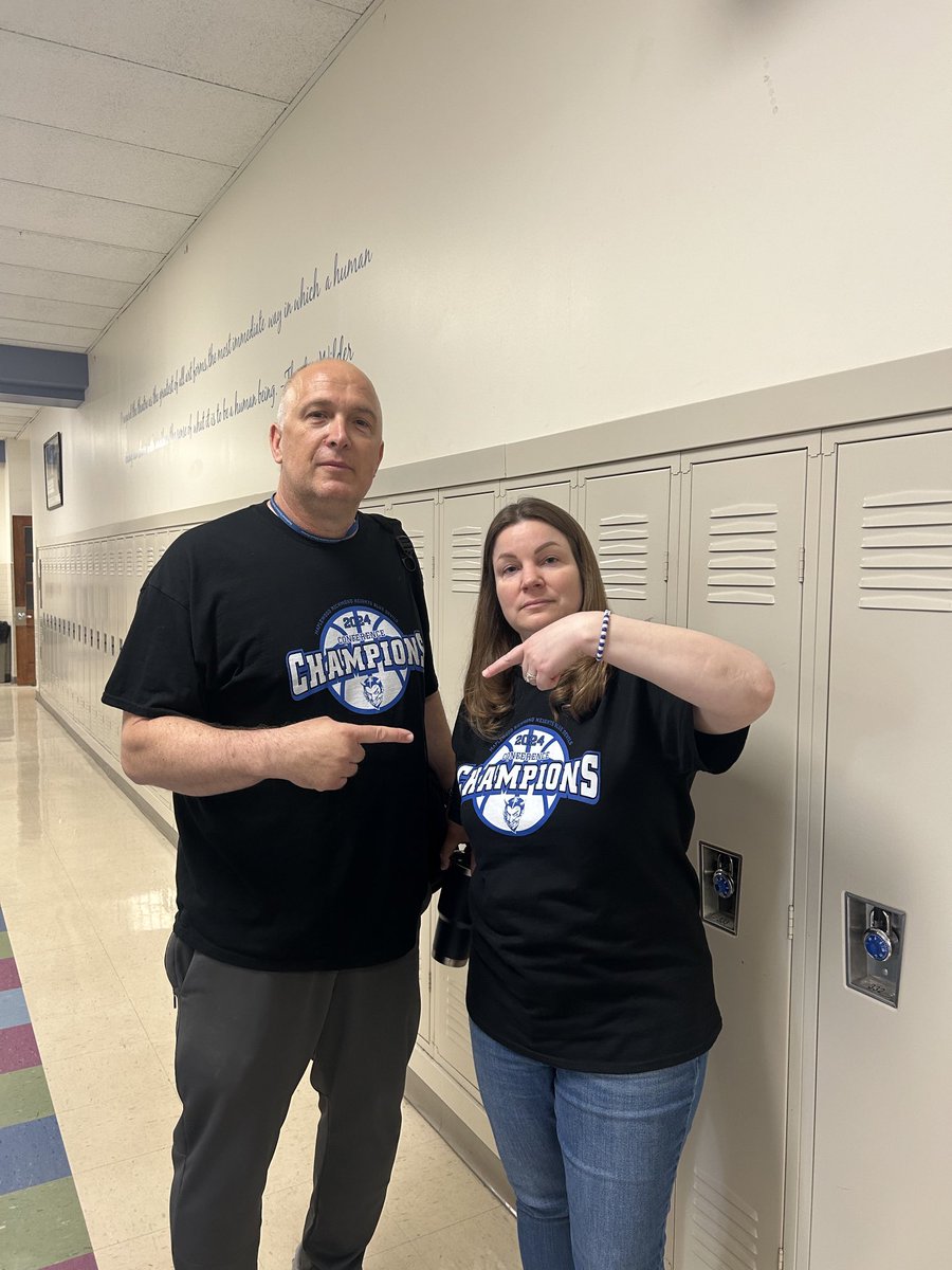 Great morning shooting workout this morning w Coach Smith in the building. Friday championship t- shirt vibes with Ms Laupp. These two teachers mean SO MUCH to our players and their development on and off the court! #mrhfamily