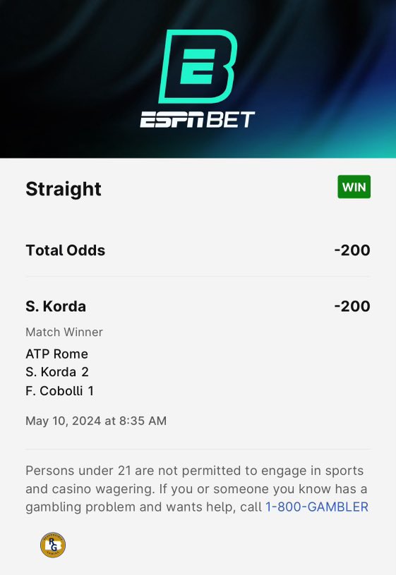 Korda gets it done ✅ #ATP #ATPRome #GamblingX #GamblingCommunity #SportsBetting #SportsBets #SportsGambling #DubClub