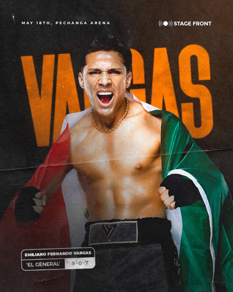 Don't miss out on @emilianofvargas’ upcoming fight in San Diego on May 18th! With a pro record of 9-0-7KO, it's bound to be an action-packed event! 🥊🔥