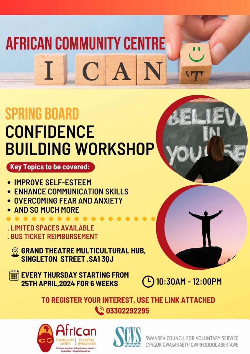 African Community Centre’s Confidence Building Workshop Join us as we explore practical strategies to boost self-esteem, conquer self-doubt, and unleash full potential. #ConfidenceBuilding #Empowerment #Scvs #AfricanCommunityCentre
