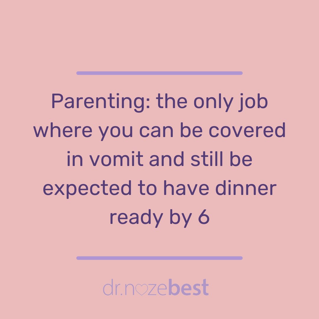 Parenting: the only job where you can wear your toddler's breakfast as a fashion statement by 9 AM, sport a fresh coat of vomit by noon, and still be the executive chef come 6 PM. 

#ParentLife #mom #dad #parents #parentinghack #nozebot #drnozebest #toddler #baby #parenthumor