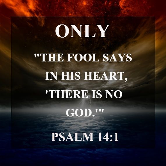 Psalms 14:1  The fool hath said in his heart, There is no God. They are corrupt, they have done abominable works, there is none that doeth good. AMEN