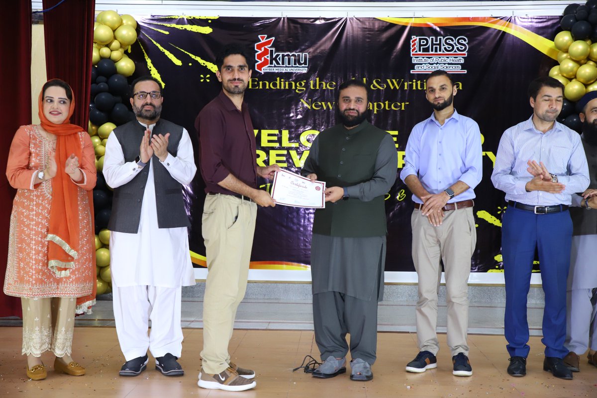 Grateful to receive the Best Organizer Certificate from Vice Chancellor <a href="/DrZia_ulhaq/">Prof Zia Ul Haq, VC KMU, MBBS PhD FCPS</a> at Khyber Medical University. Heartfelt thanks to <a href="/drkhalidrehman/">Khalid Rehman PhD</a>, Dr. Ekram, and the entire faculty of Public Health for entrusting me with the opportunity to organize the conference.