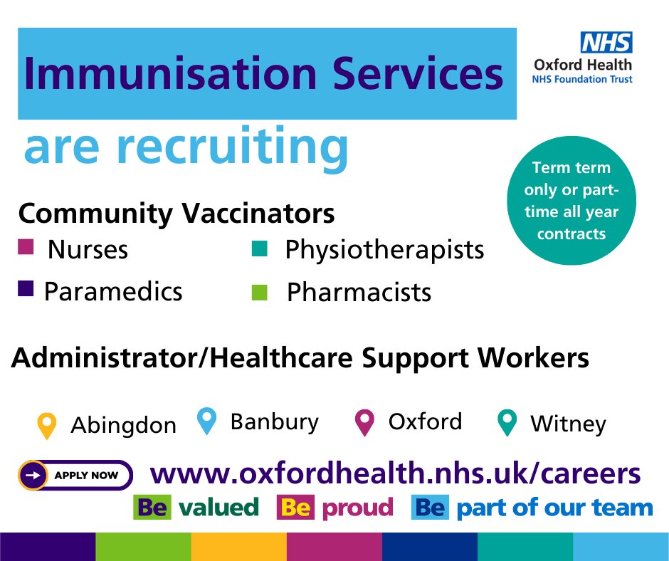 Are you looking to work Term Time Only?? 

Community Vaccinators loom.ly/gAQj0sc

Admin/Healthcare Support Workers loom.ly/K_kboVQ

💻Apply today! 

#OneOHFT #WorkWithUs #Hiring #NHSJobs #JoinOurTeam