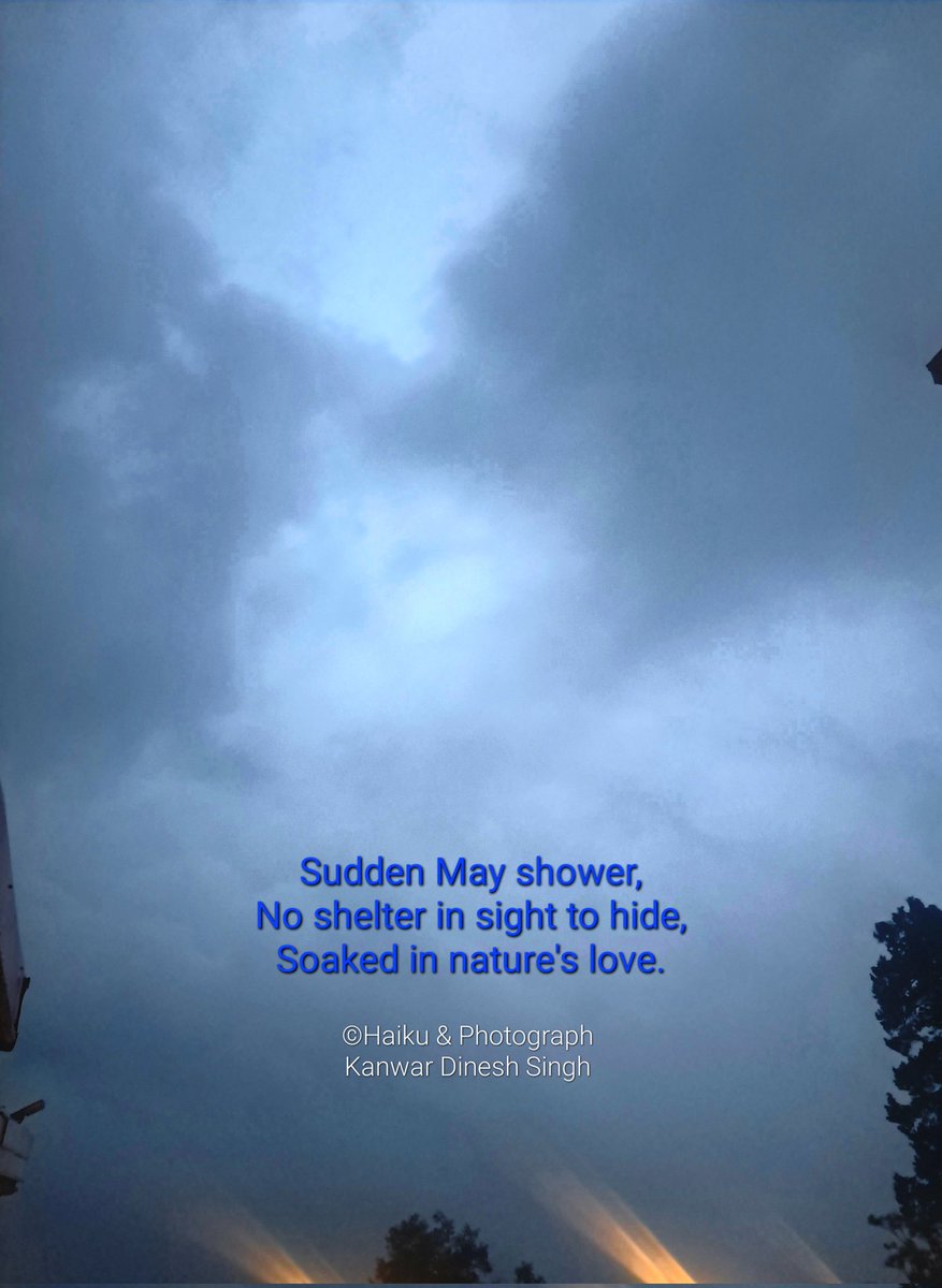 Kanwar Dinesh Singh (@k_dineshsingh) on Twitter photo HAIKU ☘️
Sudden May shower,
No shelter in sight to hide,
Soaked in nature's love.
©Haiku & Photograph
Kanwar Dinesh Singh
#haiku #haikuchallenge #haikufeels #jshaikucorner <a href="/BashoSociety/">Basho Society</a> <a href="/HaikuCrush/">Haiku Crush</a> @haikufound <a href="/WalesHaiku/">Wales Haiku Journal - SUBS OPEN</a> <a href="/HaikuSeed_/">Haiku Seed Journal</a> HAIKU ☘️
Sudden May shower,
No shelter in sight to hide,
Soaked in nature's love.
©Haiku & Photograph
Kanwar Dinesh Singh
#haiku #haikuchallenge #haikufeels #jshaikucorner <a href="/BashoSociety/">Basho Society</a> <a href="/HaikuCrush/">Haiku Crush</a> @haikufound <a href="/WalesHaiku/">Wales Haiku Journal - SUBS OPEN</a> <a href="/HaikuSeed_/">Haiku Seed Journal</a>