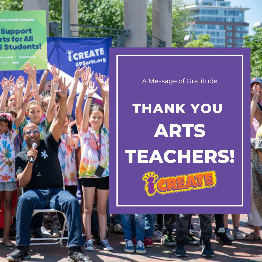 Happy #TeacherAppreciationWeek to all the arts teachers in Boston! We are grateful to educators who are ensuring equitable, quality #artsed for all students. #BPSArts4All