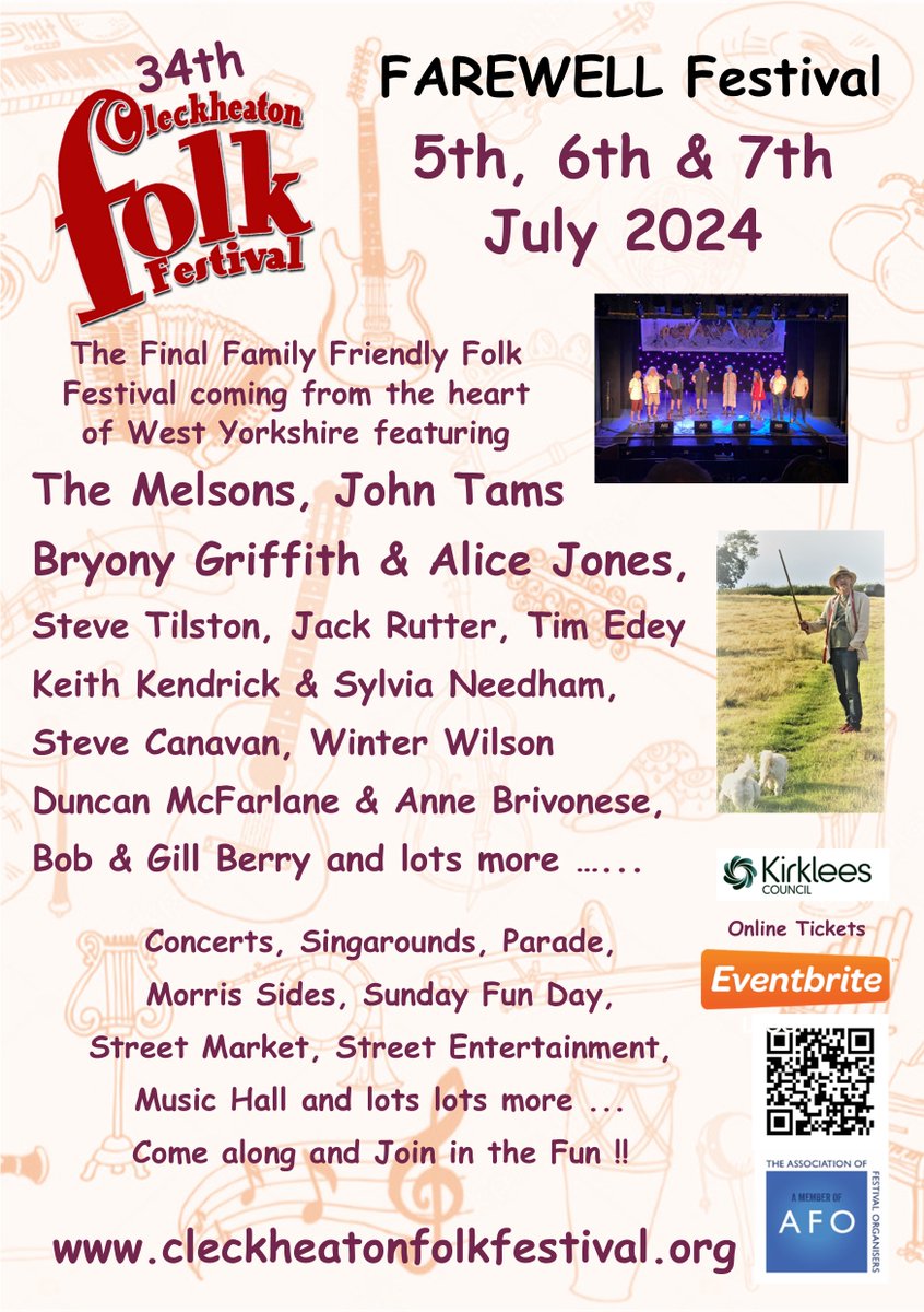 We're well into planning, then re-planning with venue changes, timing changes. Needless to say it's been hectic. We're restricted with numbers so don't delay get your tickets today!! There may not be any available at the door! Visit cleckheatonfolkfestival.org