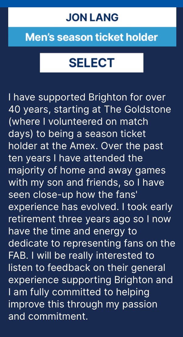 jonlang06's tweet image. #BHAFC Calling all season ticket holders, 1901 Club &amp;amp; MyAlbion+ members. Just found out I have been shortlisted for the Fan’s Advisory Board. If you can vote, you will have received an email. I really feel like I can make a difference. Any votes will be really appreciated 🙏👍