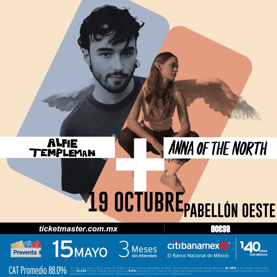 HOLA MEXICO CITY 🇲🇽 it’s been a long time coming but me and @anna_ofthenorth are playing a show on 19th october! gonna be one to remember <3 Citibanamex presale begins may 15, 11am cst and general tix on sale from may 16 11am cst ticketmaster.com.mx/event/140060A2…