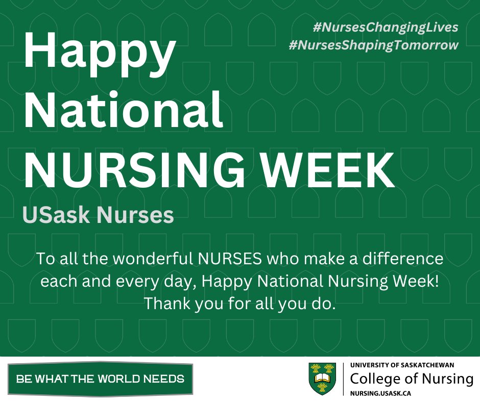 Happy #NationalNursingWeek!

#NursingWeek2024 #IND2024 #NursesChangingLives #NursesShapingTomorrow

@USask