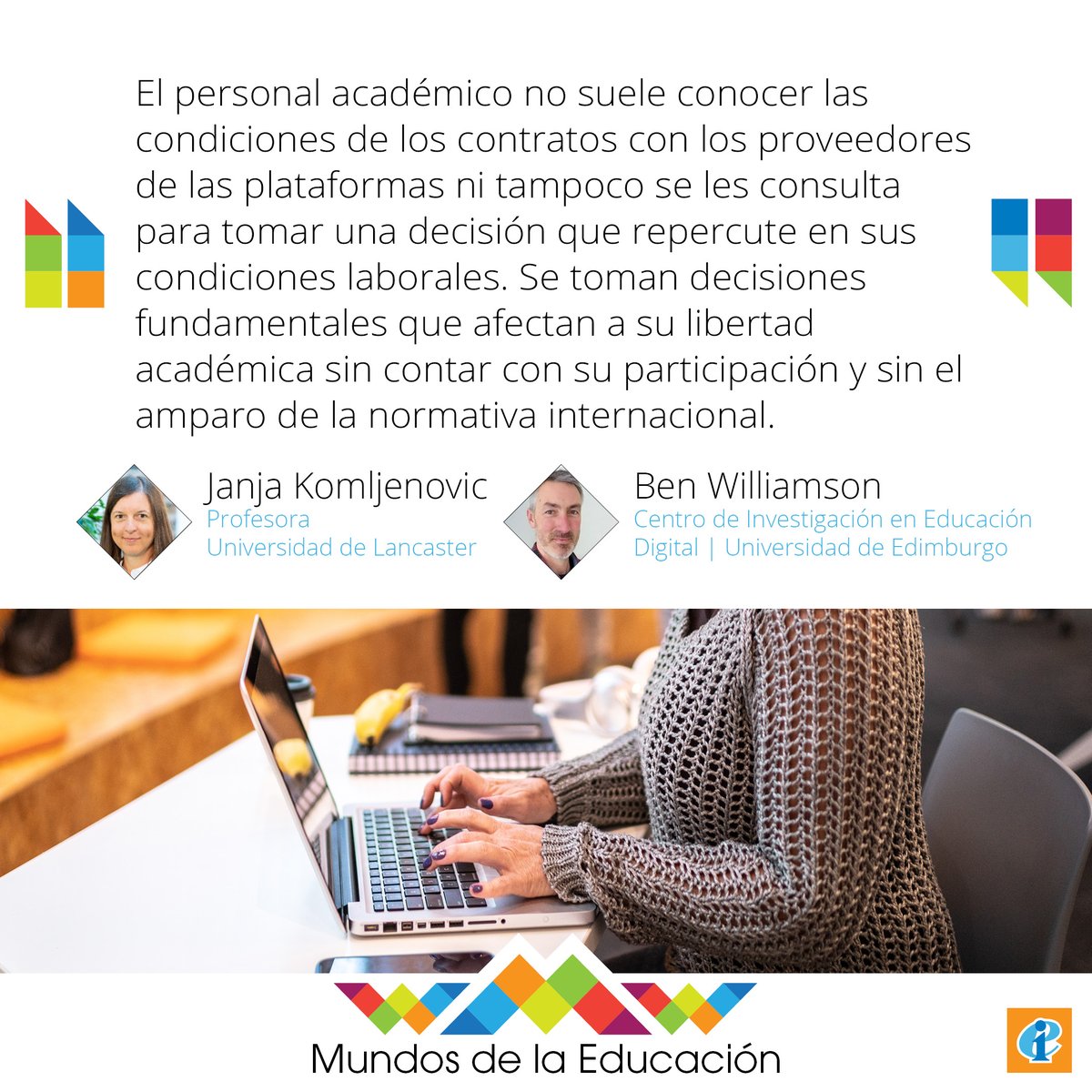 ¿Amenazan las plataformas de tecnología educativa la libertad académica y la propiedad intelectual? @J_Kom_ y @BenPatrickWill revisaron las plataformas, sus términos de uso y políticas de privacidad para revelar los desafíos que plantean. ¡Descubre más! eiie.io/4dsnGXN