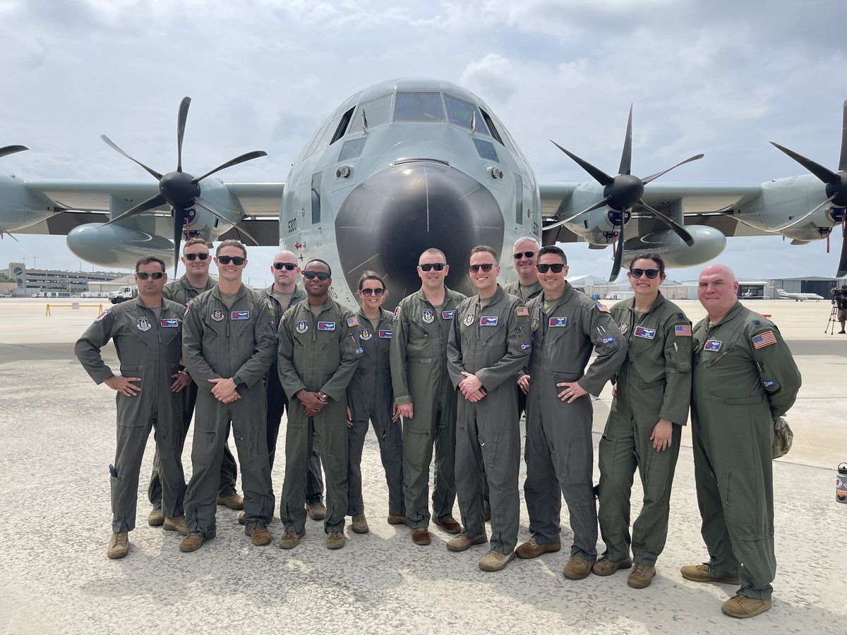 Hello Florida! We are at the Orlando-Sanford Airport today for the NOAA Hurricane Awareness Tour to educate the public about the importance of being prepared for the upcoming season. WC-130Js carry a basic crew of five: pilot, co-pilot, navigator, flight meteorologist and